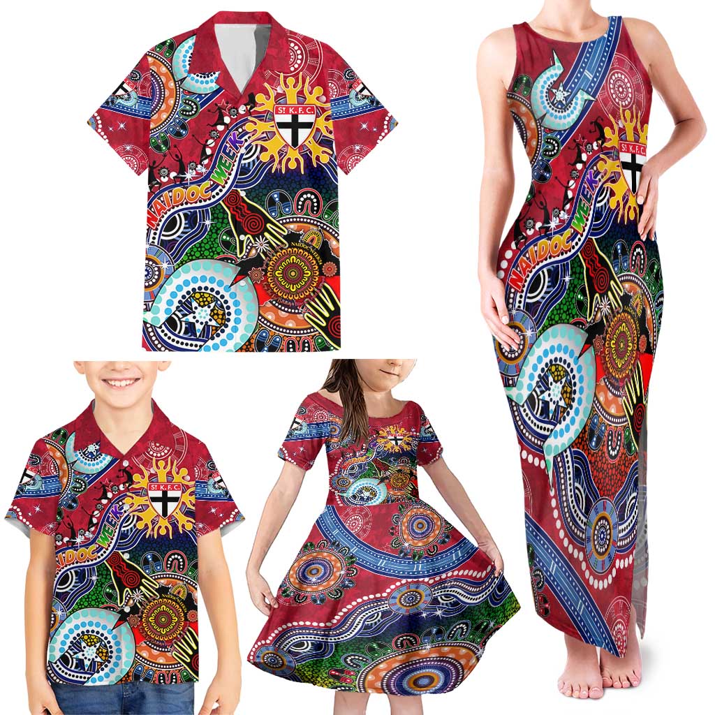 Custom NAIDOC Week 2024 St Kilda Saints Family Matching Tank Maxi Dress and Hawaiian Shirt Australia Aboriginal Dot Painting