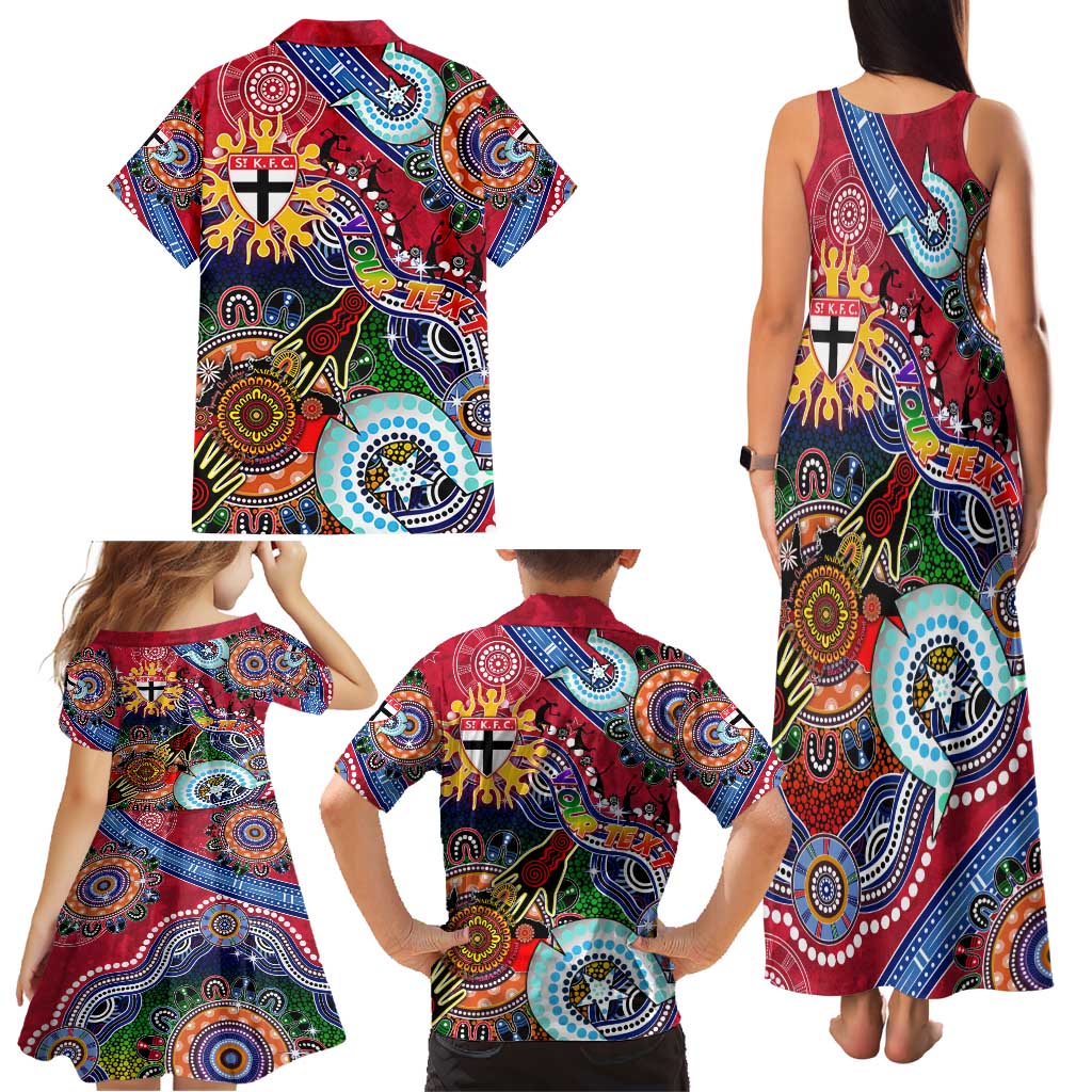 Custom NAIDOC Week 2024 St Kilda Saints Family Matching Tank Maxi Dress and Hawaiian Shirt Australia Aboriginal Dot Painting