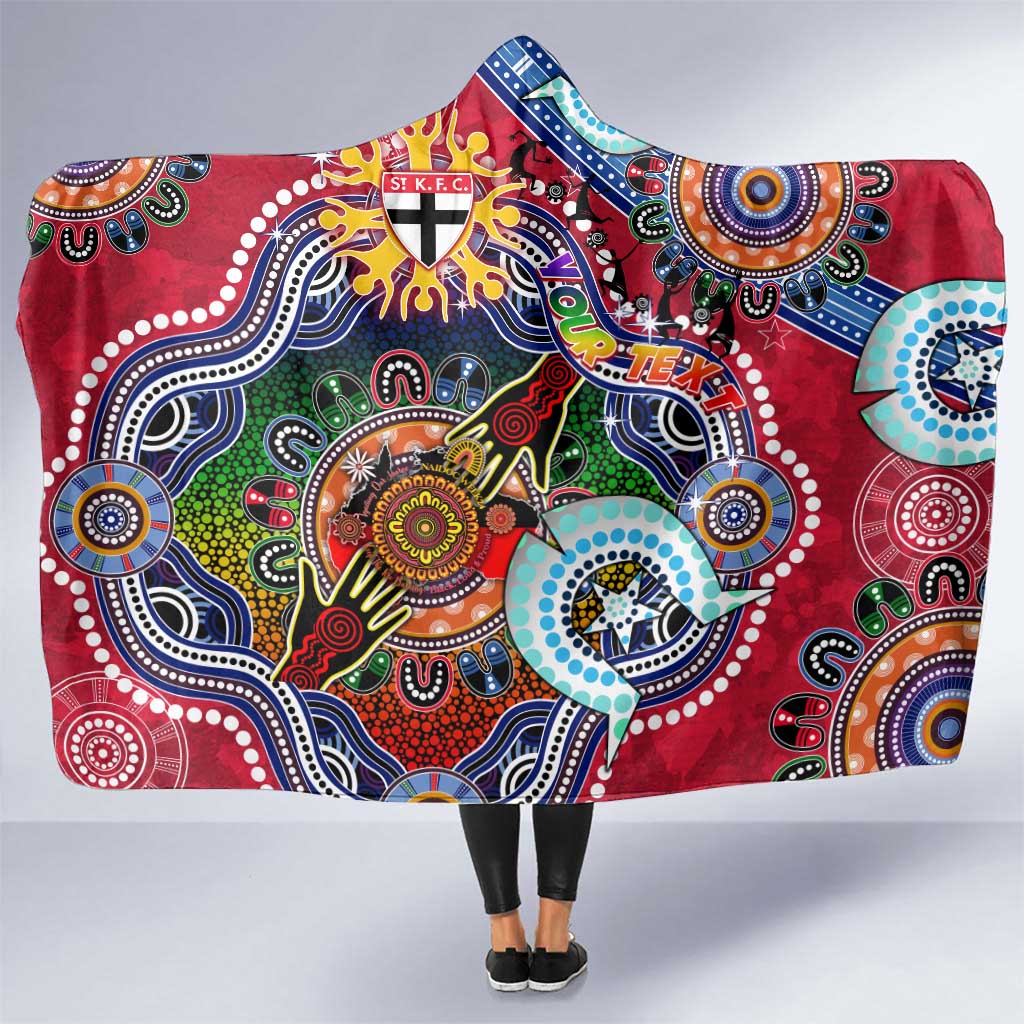 Custom NAIDOC Week 2024 St Kilda Saints Hooded Blanket Australia Aboriginal Dot Painting