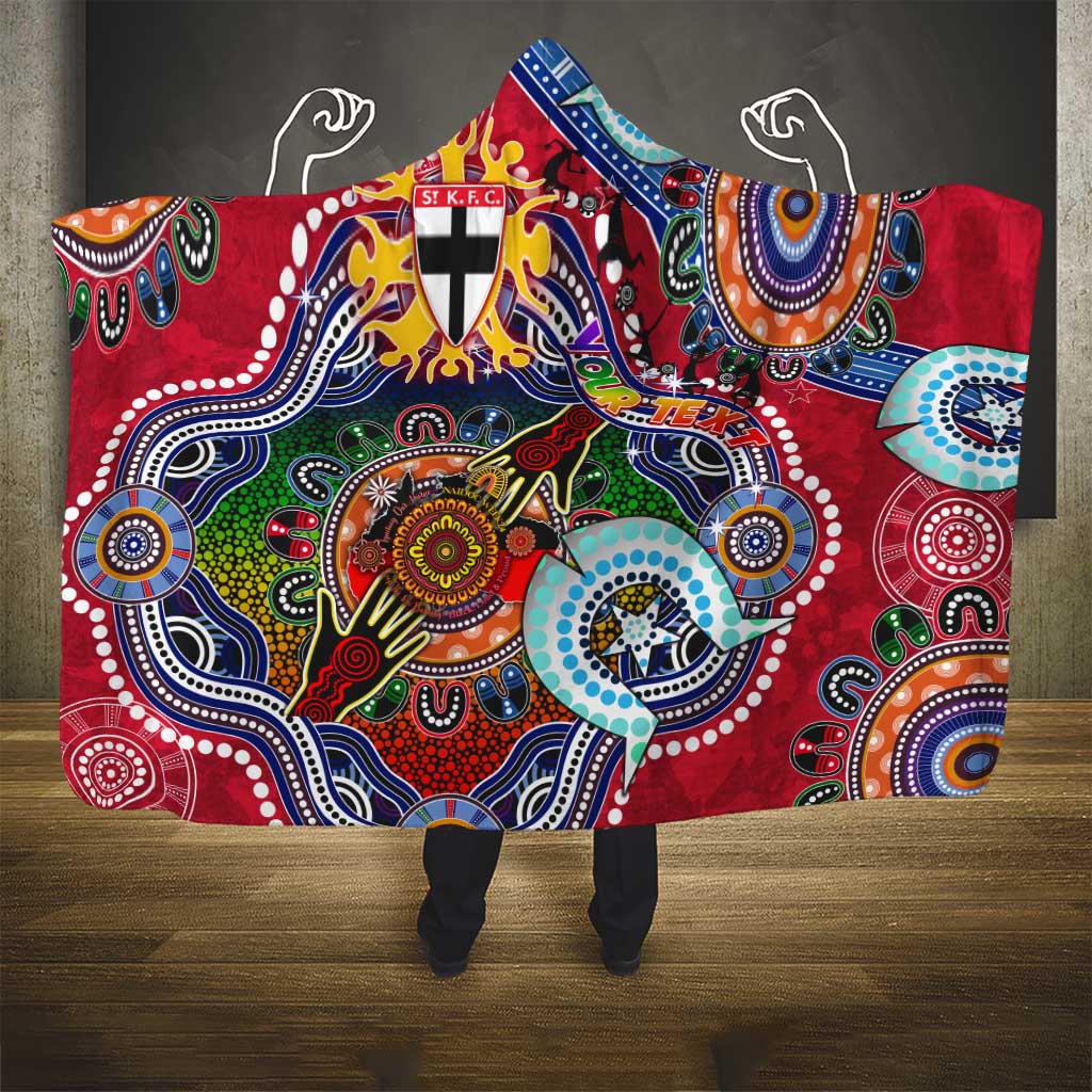 Custom NAIDOC Week 2024 St Kilda Saints Hooded Blanket Australia Aboriginal Dot Painting