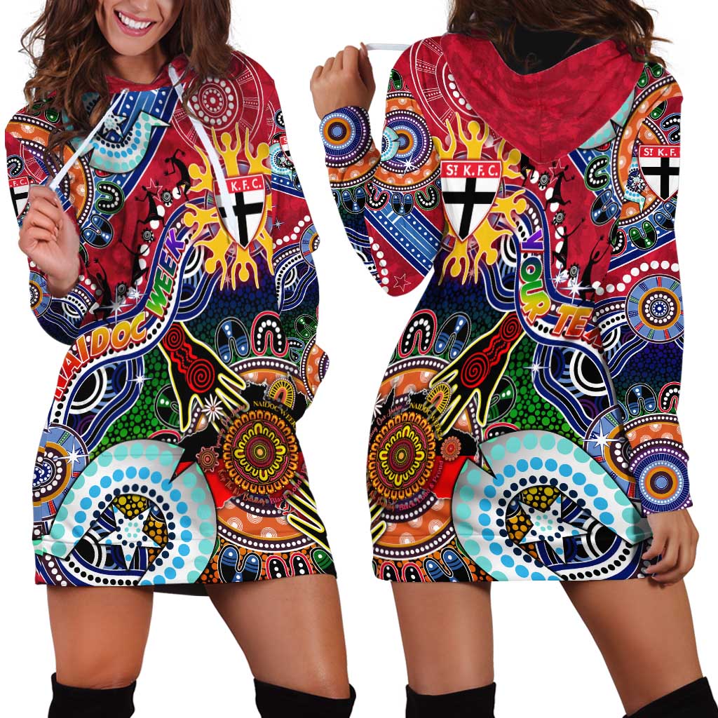 Custom NAIDOC Week 2024 St Kilda Saints Hoodie Dress Australia Aboriginal Dot Painting