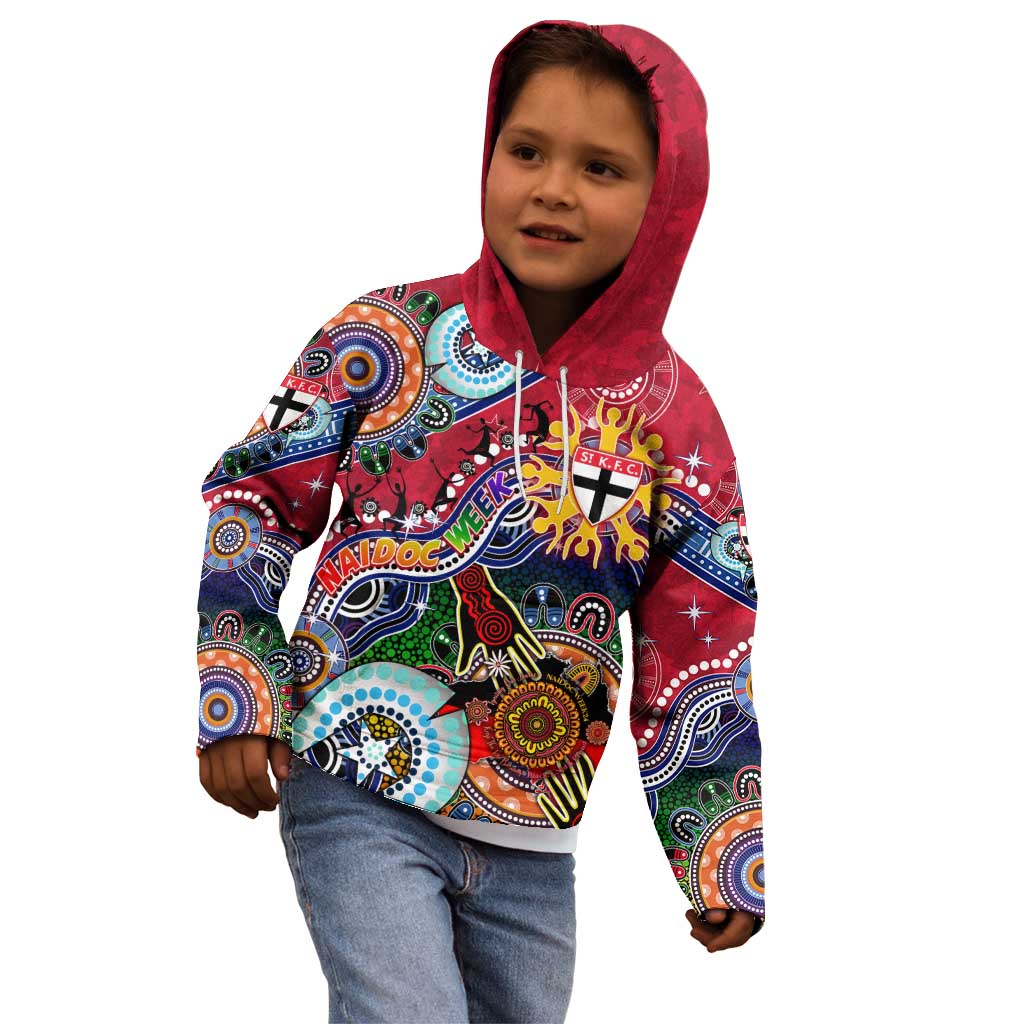 Custom NAIDOC Week 2024 St Kilda Saints Kid Hoodie Australia Aboriginal Dot Painting