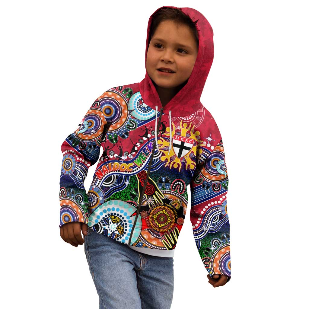 Custom NAIDOC Week 2024 St Kilda Saints Kid Hoodie Australia Aboriginal Dot Painting