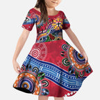 Custom NAIDOC Week 2024 St Kilda Saints Kid Short Sleeve Dress Australia Aboriginal Dot Painting