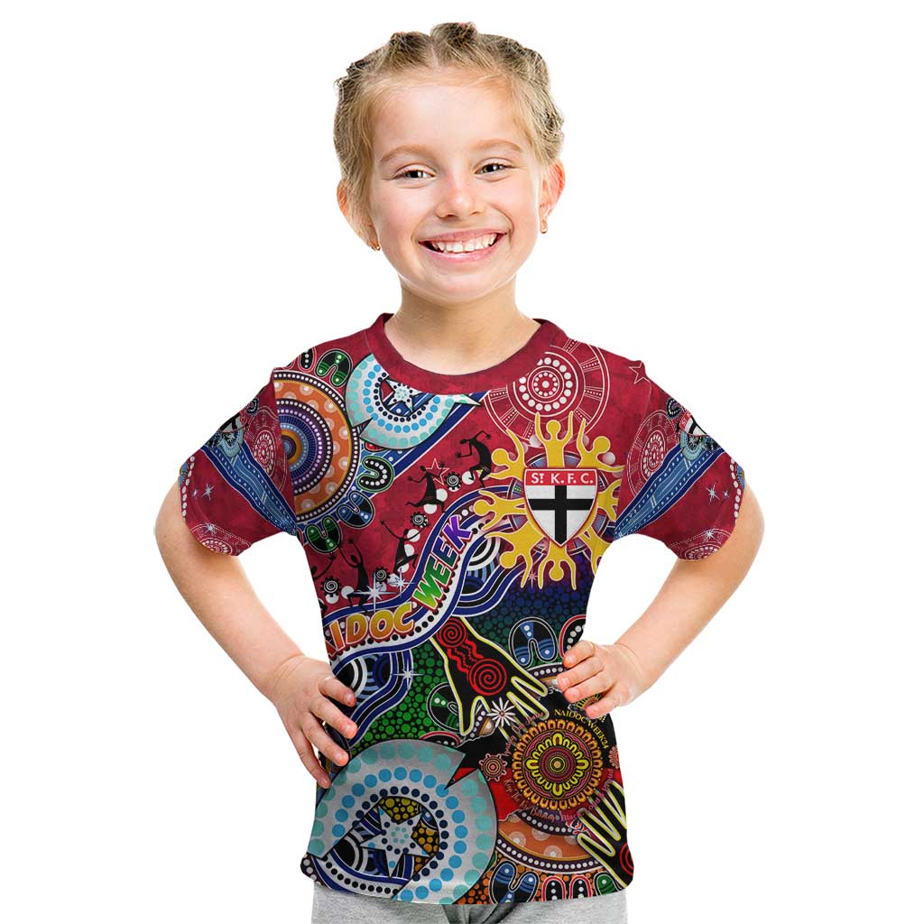Custom NAIDOC Week 2024 St Kilda Saints Kid T Shirt Australia Aboriginal Dot Painting