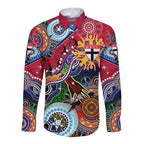 Custom NAIDOC Week 2024 St Kilda Saints Long Sleeve Button Shirt Australia Aboriginal Dot Painting