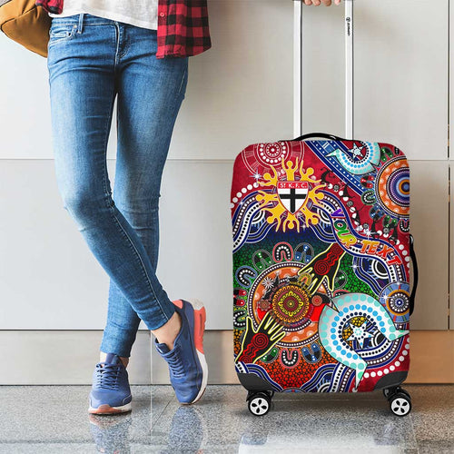 Custom NAIDOC Week 2024 St Kilda Saints Luggage Cover Australia Aboriginal Dot Painting