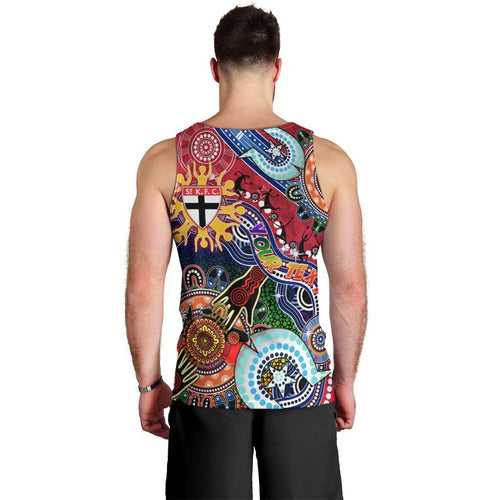 Custom NAIDOC Week 2024 St Kilda Saints Men Tank Top Australia Aboriginal Dot Painting