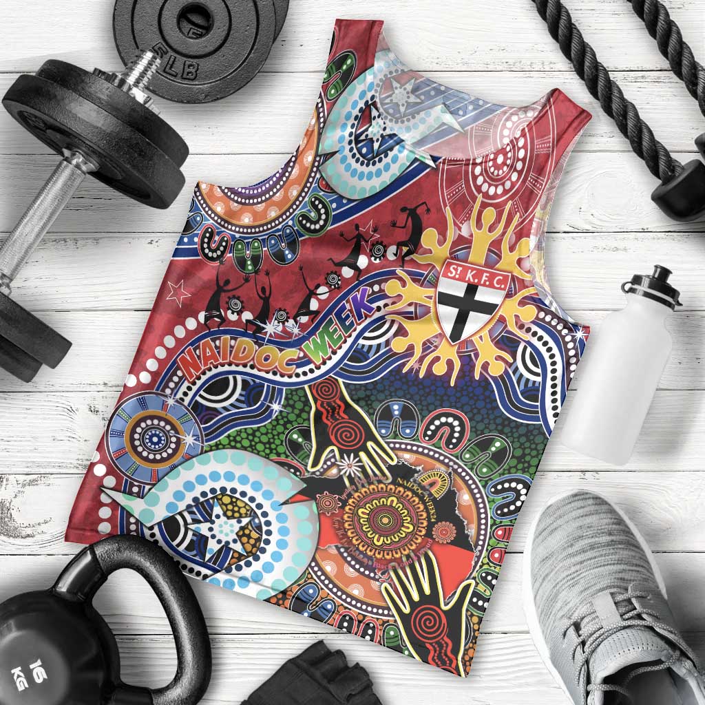 Custom NAIDOC Week 2024 St Kilda Saints Men Tank Top Australia Aboriginal Dot Painting