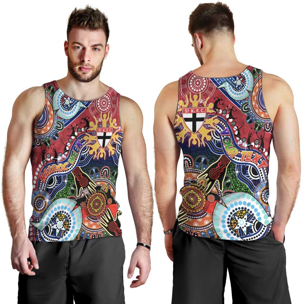 Custom NAIDOC Week 2024 St Kilda Saints Men Tank Top Australia Aboriginal Dot Painting