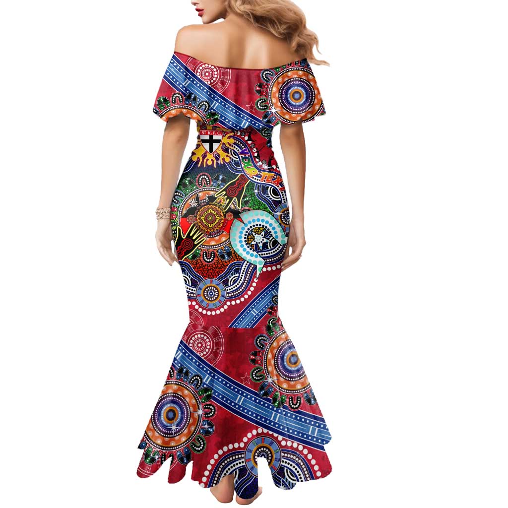 Custom NAIDOC Week 2024 St Kilda Saints Mermaid Dress Australia Aboriginal Dot Painting