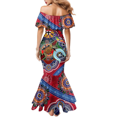 Custom NAIDOC Week 2024 St Kilda Saints Mermaid Dress Australia Aboriginal Dot Painting