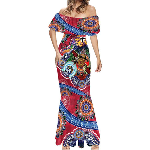 Custom NAIDOC Week 2024 St Kilda Saints Mermaid Dress Australia Aboriginal Dot Painting