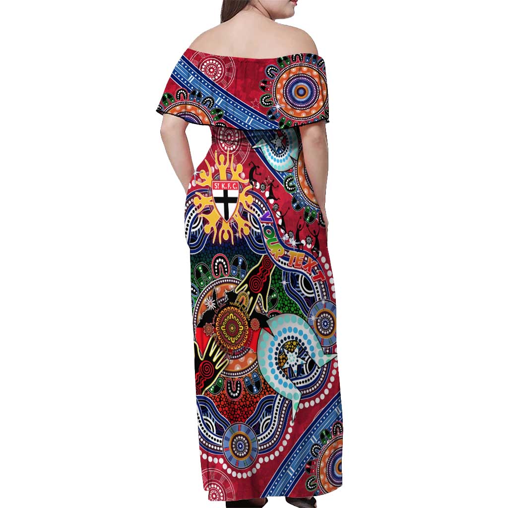 Custom NAIDOC Week 2024 St Kilda Saints Off Shoulder Maxi Dress Australia Aboriginal Dot Painting