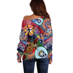 Custom NAIDOC Week 2024 St Kilda Saints Off Shoulder Sweater Australia Aboriginal Dot Painting