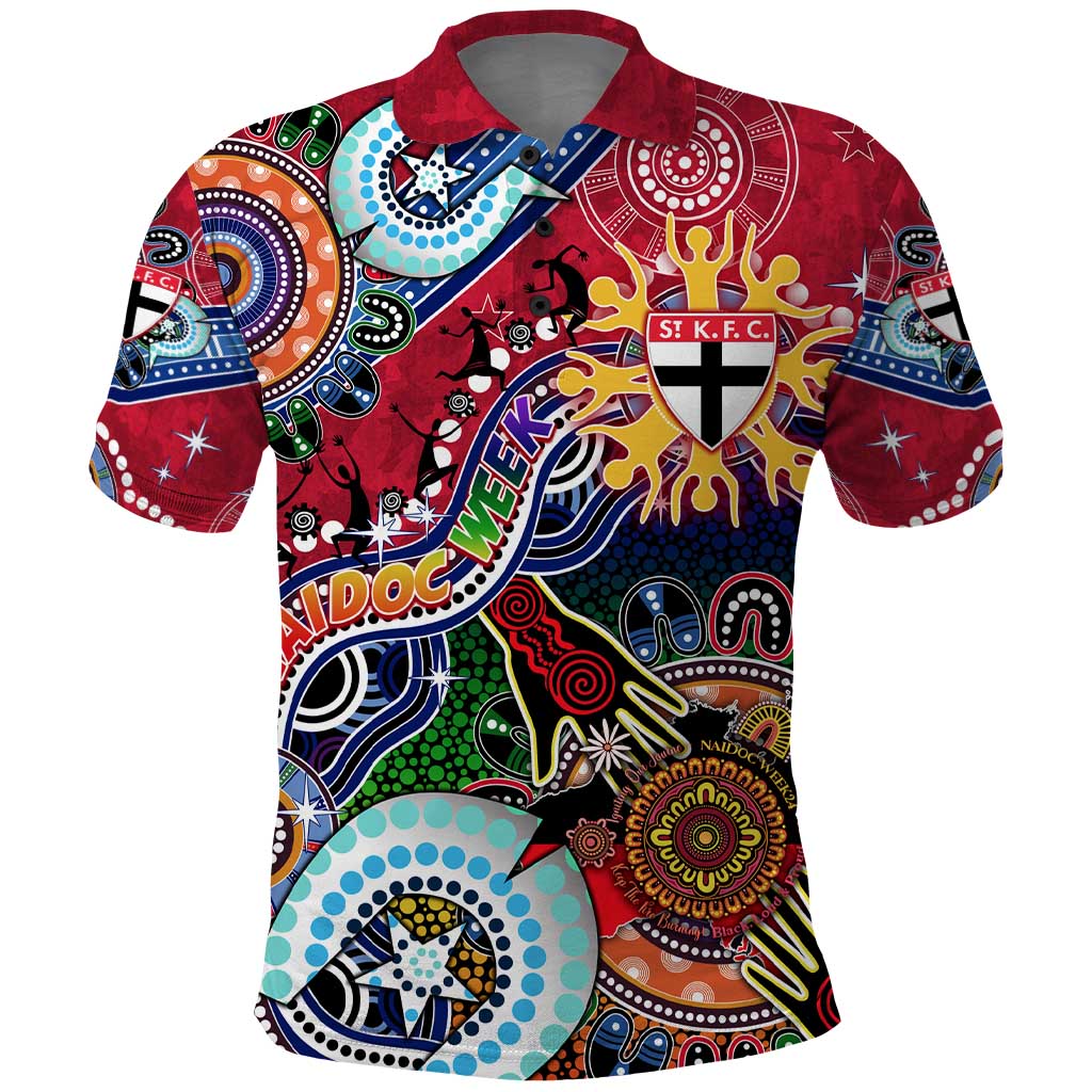 Custom NAIDOC Week 2024 St Kilda Saints Polo Shirt Australia Aboriginal Dot Painting