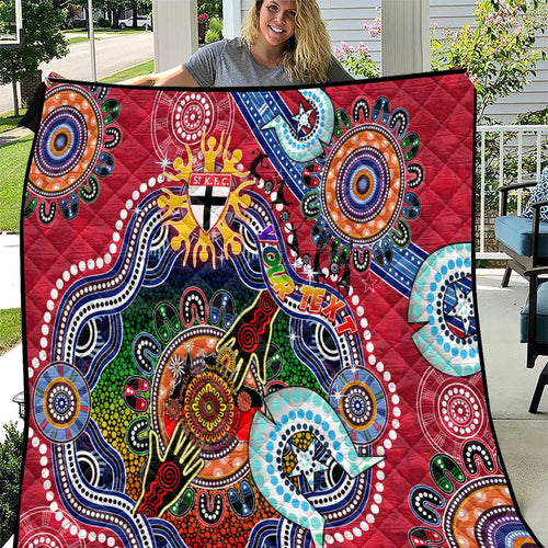 Custom NAIDOC Week 2024 St Kilda Saints Quilt Australia Aboriginal Dot Painting