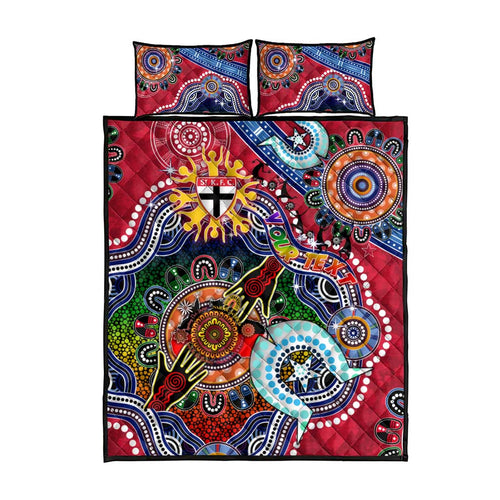 Custom NAIDOC Week 2024 St Kilda Saints Quilt Bed Set Australia Aboriginal Dot Painting