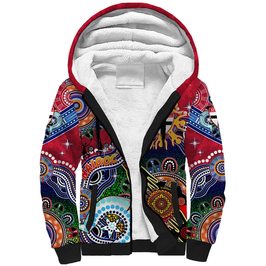 Custom NAIDOC Week 2024 St Kilda Saints Sherpa Hoodie Australia Aboriginal Dot Painting
