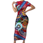 Custom NAIDOC Week 2024 St Kilda Saints Short Sleeve Bodycon Dress Australia Aboriginal Dot Painting