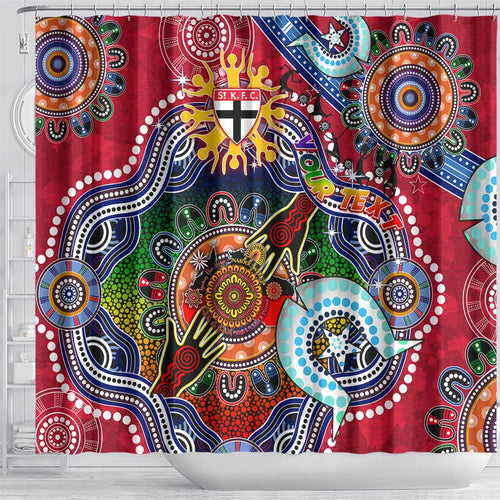 Custom NAIDOC Week 2024 St Kilda Saints Shower Curtain Australia Aboriginal Dot Painting