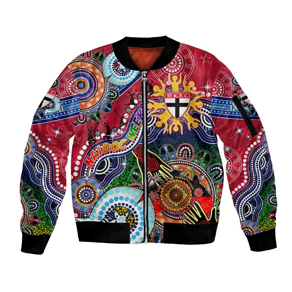 Custom NAIDOC Week 2024 St Kilda Saints Sleeve Zip Bomber Jacket Australia Aboriginal Dot Painting