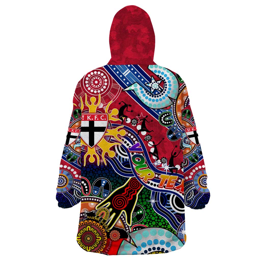 Custom NAIDOC Week 2024 St Kilda Saints Wearable Blanket Hoodie Australia Aboriginal Dot Painting