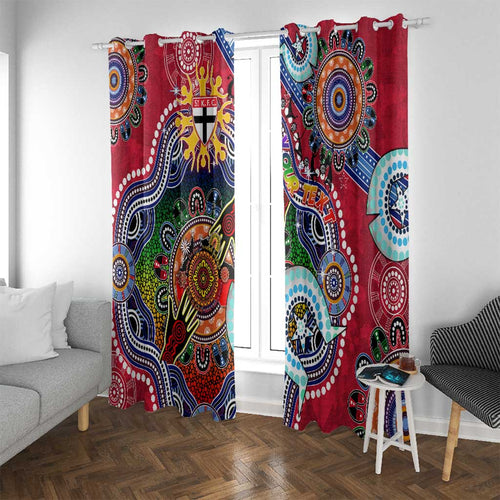 Custom NAIDOC Week 2024 St Kilda Saints Window Curtain Australia Aboriginal Dot Painting