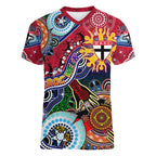Custom NAIDOC Week 2024 St Kilda Saints Women V-Neck T-Shirt Australia Aboriginal Dot Painting