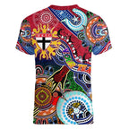 Custom NAIDOC Week 2024 St Kilda Saints Women V-Neck T-Shirt Australia Aboriginal Dot Painting