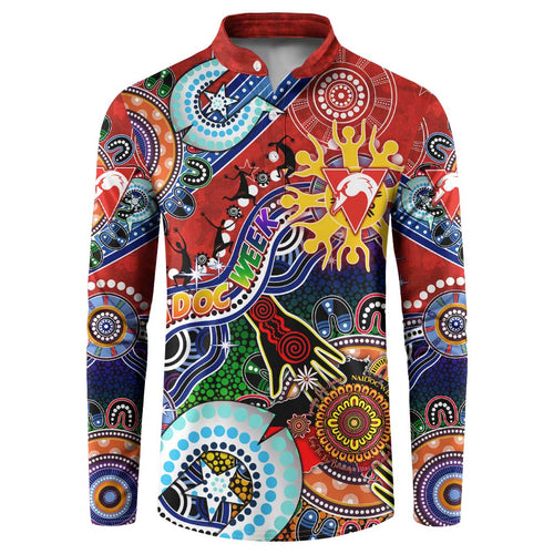 Custom NAIDOC Week 2024 Sydney Swans Button Sweatshirt Australia Aboriginal Dot Painting