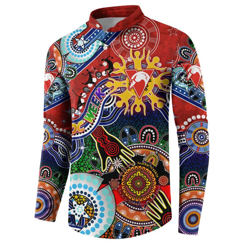 Custom NAIDOC Week 2024 Sydney Swans Button Sweatshirt Australia Aboriginal Dot Painting