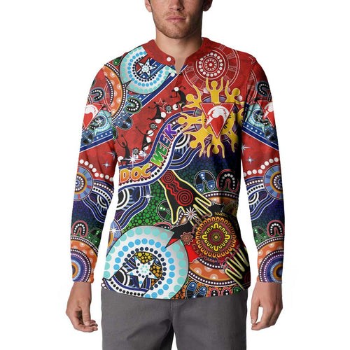 Custom NAIDOC Week 2024 Sydney Swans Button Sweatshirt Australia Aboriginal Dot Painting