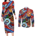 Custom NAIDOC Week 2024 Sydney Swans Couples Matching Long Sleeve Bodycon Dress and Long Sleeve Button Shirt Australia Aboriginal Dot Painting