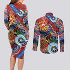 Custom NAIDOC Week 2024 Sydney Swans Couples Matching Long Sleeve Bodycon Dress and Long Sleeve Button Shirt Australia Aboriginal Dot Painting