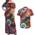 Custom NAIDOC Week 2024 Sydney Swans Couples Matching Off Shoulder Maxi Dress and Hawaiian Shirt Australia Aboriginal Dot Painting