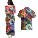 Custom NAIDOC Week 2024 Sydney Swans Couples Matching Puletasi and Hawaiian Shirt Australia Aboriginal Dot Painting