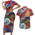 Custom NAIDOC Week 2024 Sydney Swans Couples Matching Short Sleeve Bodycon Dress and Hawaiian Shirt Australia Aboriginal Dot Painting