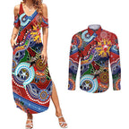 Custom NAIDOC Week 2024 Sydney Swans Couples Matching Summer Maxi Dress and Long Sleeve Button Shirt Australia Aboriginal Dot Painting