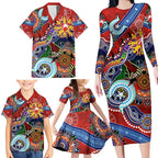 Custom NAIDOC Week 2024 Sydney Swans Family Matching Long Sleeve Bodycon Dress and Hawaiian Shirt Australia Aboriginal Dot Painting