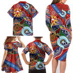 Custom NAIDOC Week 2024 Sydney Swans Family Matching Long Sleeve Bodycon Dress and Hawaiian Shirt Australia Aboriginal Dot Painting