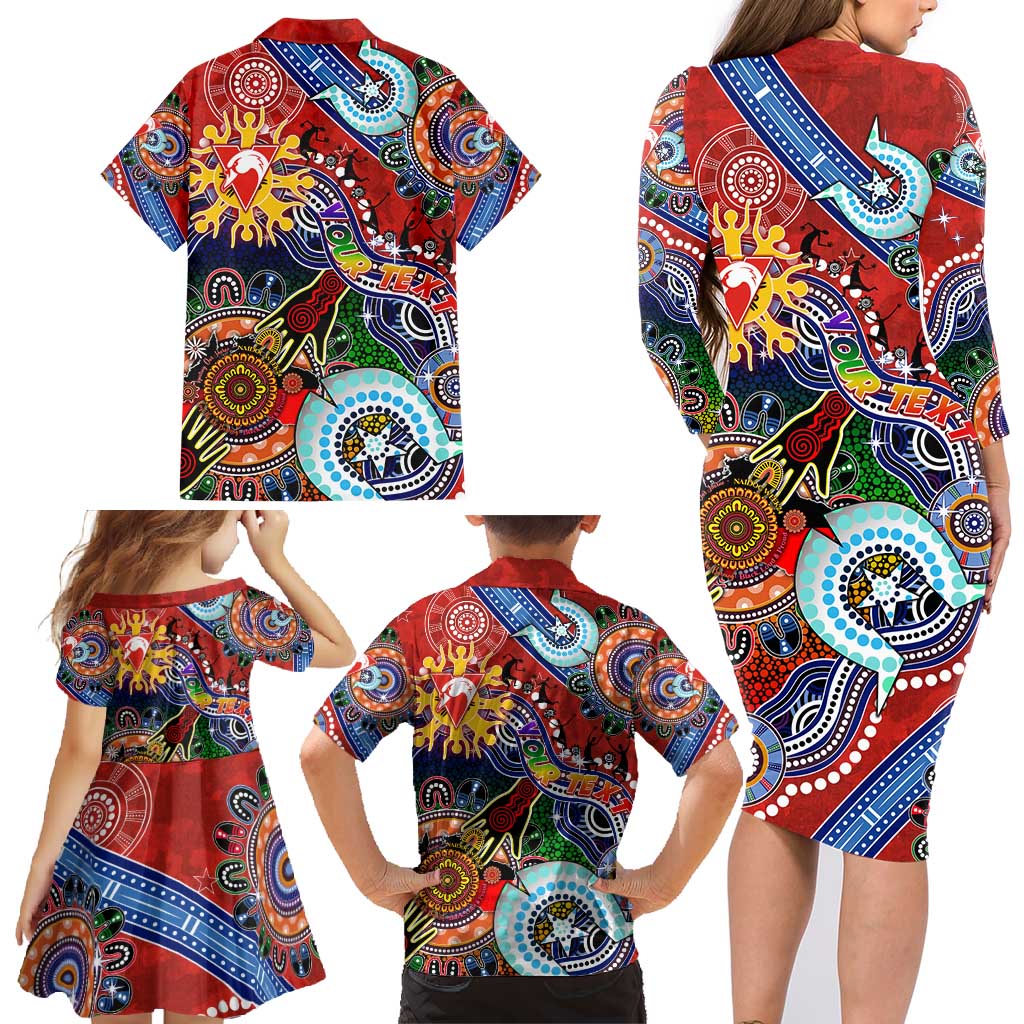 Custom NAIDOC Week 2024 Sydney Swans Family Matching Long Sleeve Bodycon Dress and Hawaiian Shirt Australia Aboriginal Dot Painting