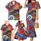 Custom NAIDOC Week 2024 Sydney Swans Family Matching Mermaid Dress and Hawaiian Shirt Australia Aboriginal Dot Painting