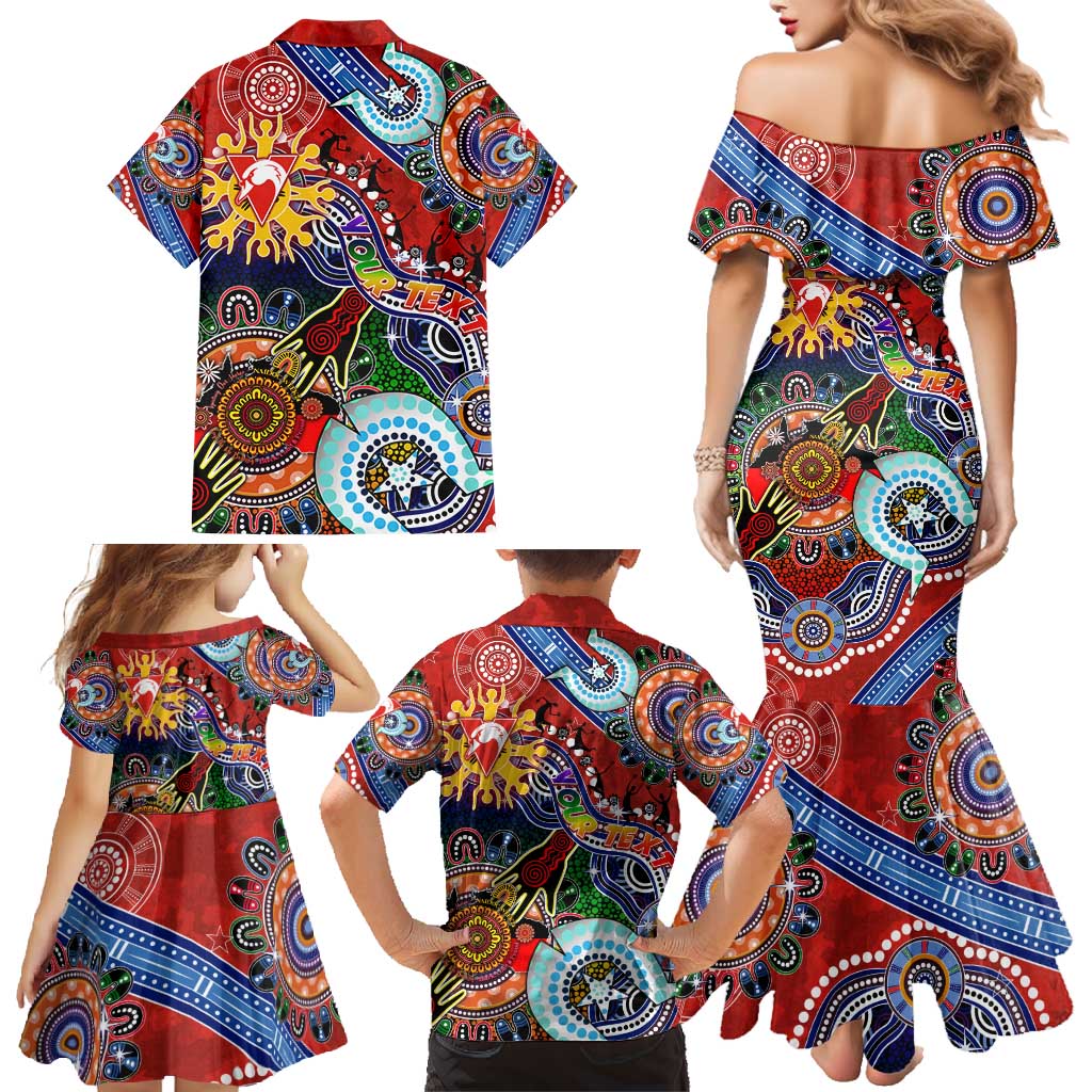 Custom NAIDOC Week 2024 Sydney Swans Family Matching Mermaid Dress and Hawaiian Shirt Australia Aboriginal Dot Painting