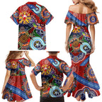 Custom NAIDOC Week 2024 Sydney Swans Family Matching Mermaid Dress and Hawaiian Shirt Australia Aboriginal Dot Painting