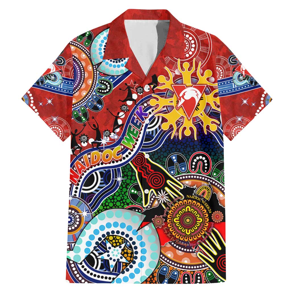 Custom NAIDOC Week 2024 Sydney Swans Family Matching Mermaid Dress and Hawaiian Shirt Australia Aboriginal Dot Painting