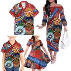 Custom NAIDOC Week 2024 Sydney Swans Family Matching Off The Shoulder Long Sleeve Dress and Hawaiian Shirt Australia Aboriginal Dot Painting