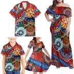 Custom NAIDOC Week 2024 Sydney Swans Family Matching Off Shoulder Maxi Dress and Hawaiian Shirt Australia Aboriginal Dot Painting