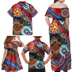 Custom NAIDOC Week 2024 Sydney Swans Family Matching Off Shoulder Maxi Dress and Hawaiian Shirt Australia Aboriginal Dot Painting