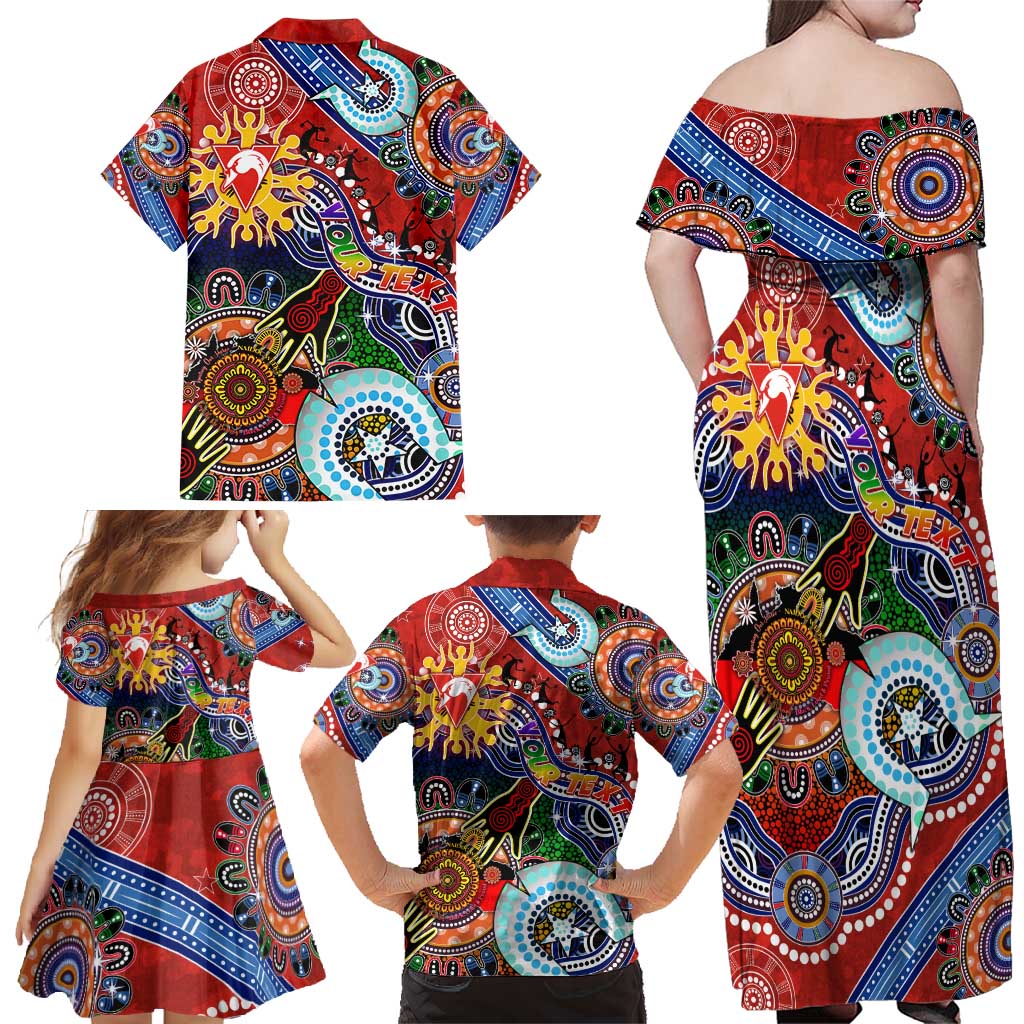 Custom NAIDOC Week 2024 Sydney Swans Family Matching Off Shoulder Maxi Dress and Hawaiian Shirt Australia Aboriginal Dot Painting